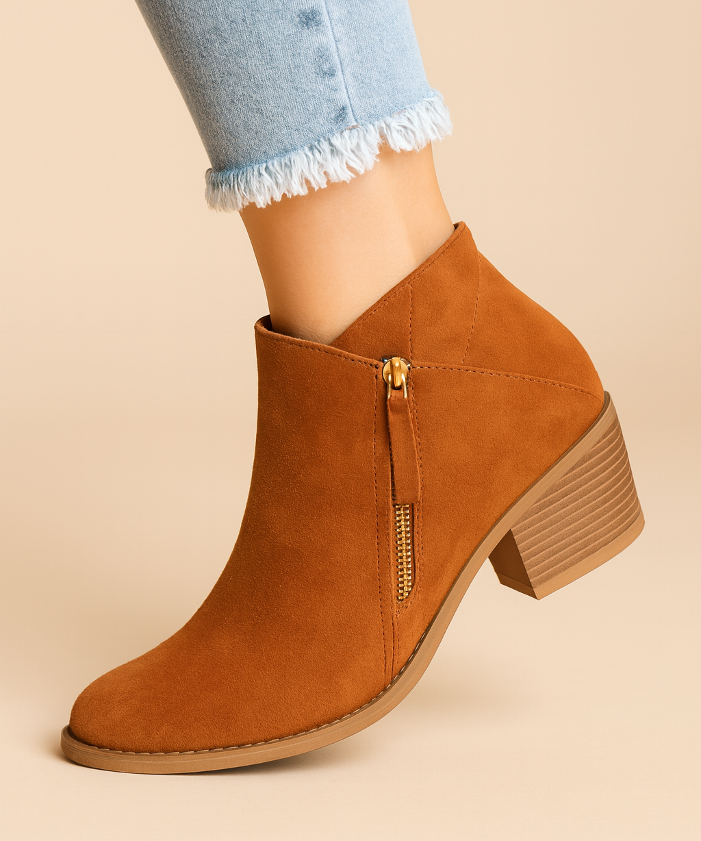Caverton & Vale | Women's Ankle Boots | Side Zip Block Heel Design