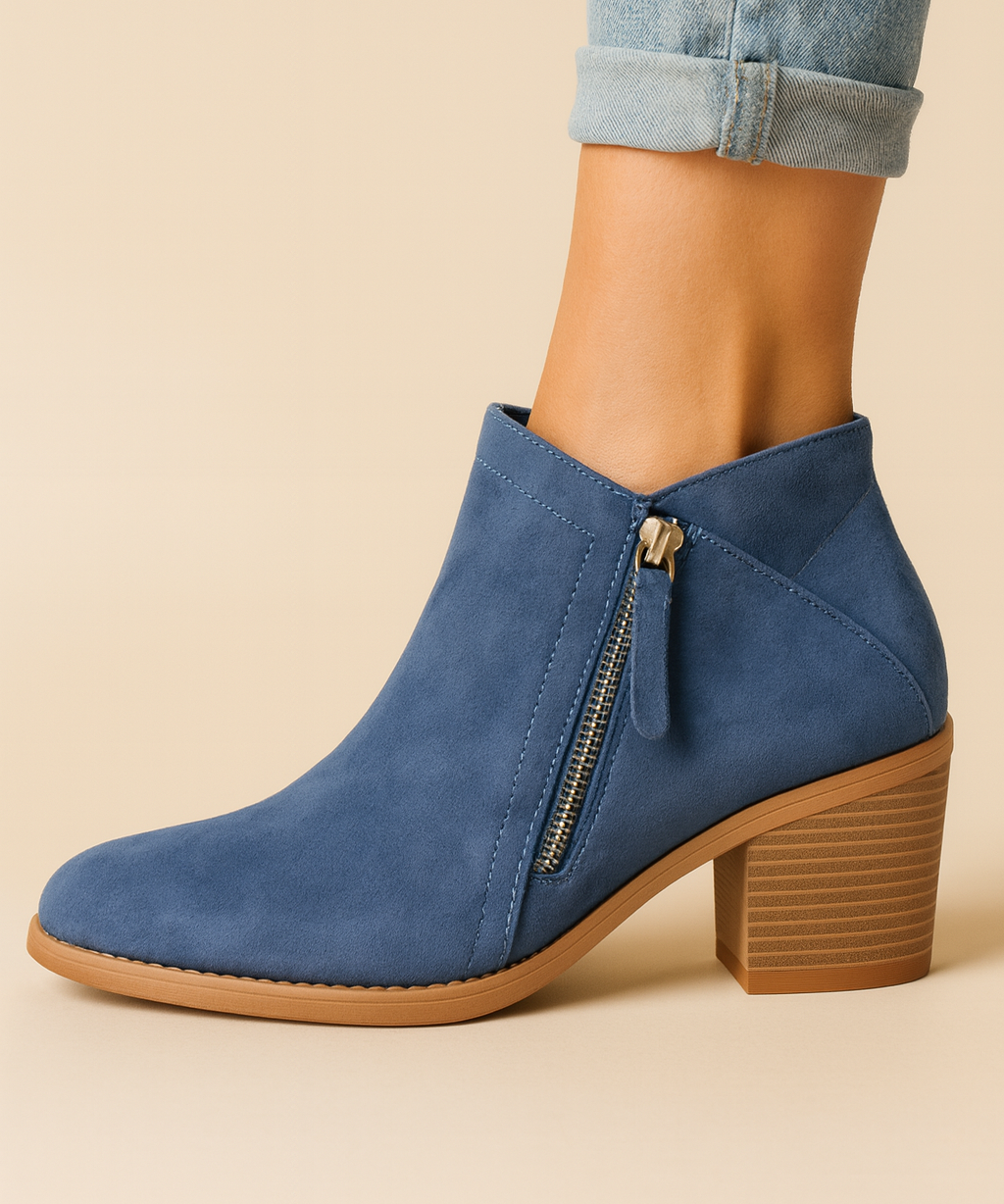 Caverton & Vale | Women's Ankle Boots | Side Zip Block Heel Design