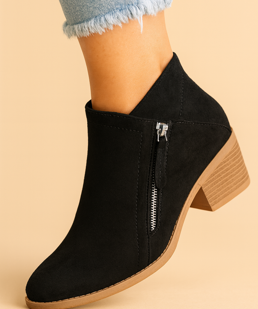Caverton & Vale | Women's Ankle Boots | Side Zip Block Heel Design