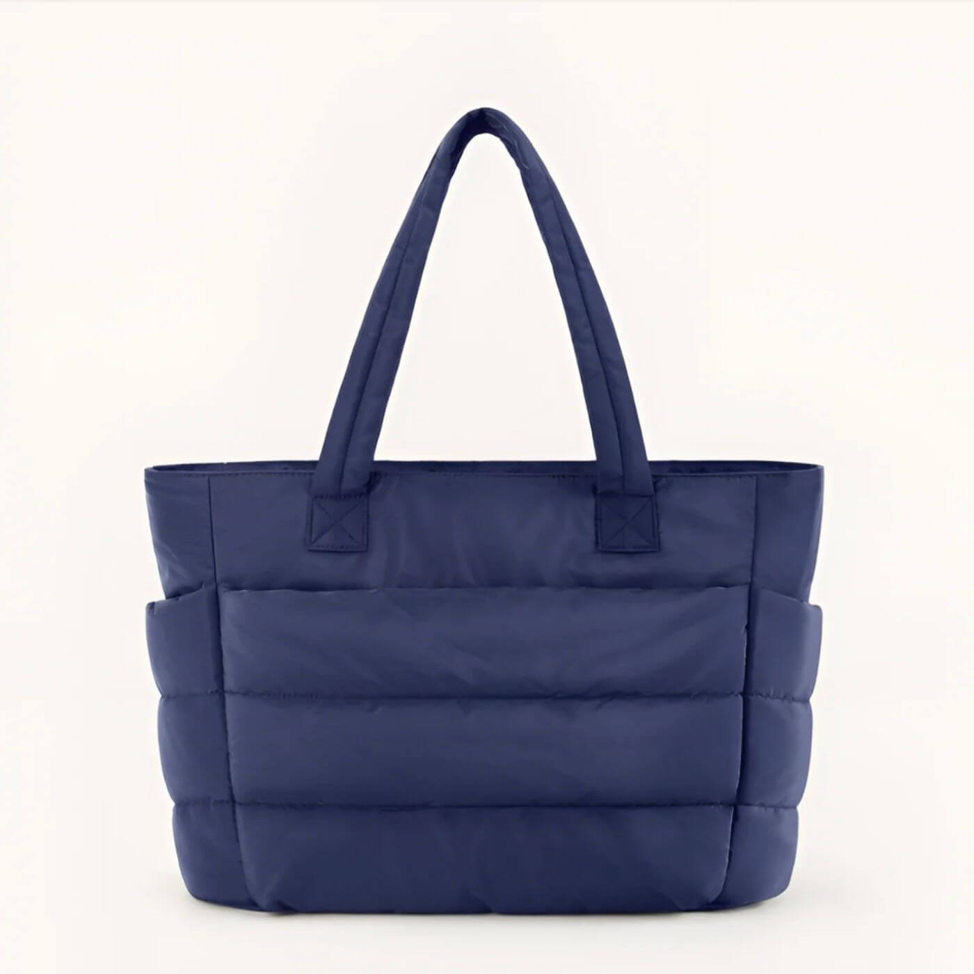 Quilted Puffer Tote Bag with Side Pockets